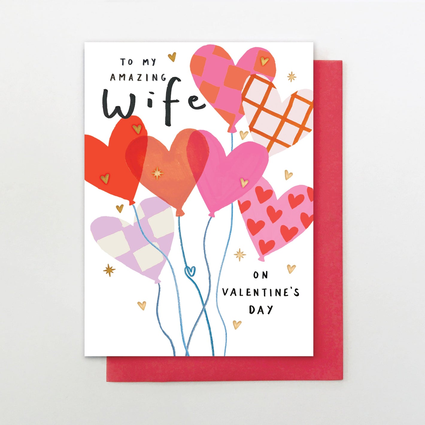 Wife Heart Balloons Card