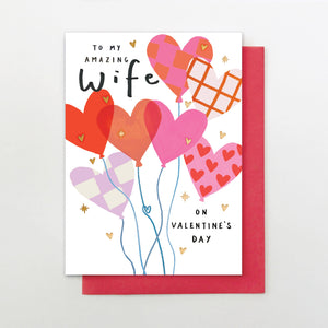 Wife Heart Balloons Card